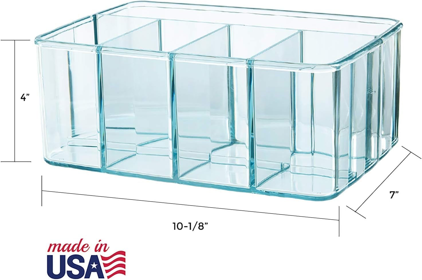 Plastic Vanity Organizer | 5-Compartments | Storage Bin for Makeup Brushes, Palettes, and Beauty Supplies | Keep Bath Products Organized on a Counter or under the Sink | Ocean Mist